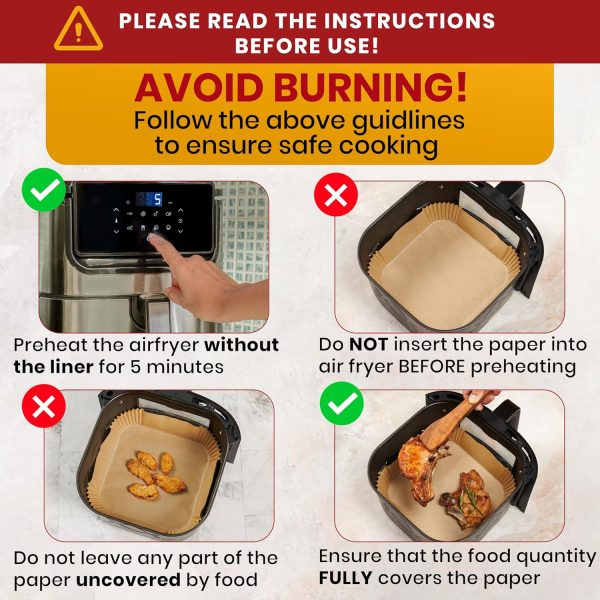 Baker's Signature Air Fryer Paper Liners Unbleached Natural-6