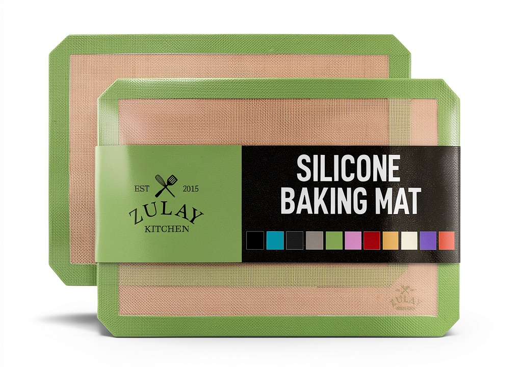 Zulay Kitchen silicone baking mats on a baking sheet with cookies