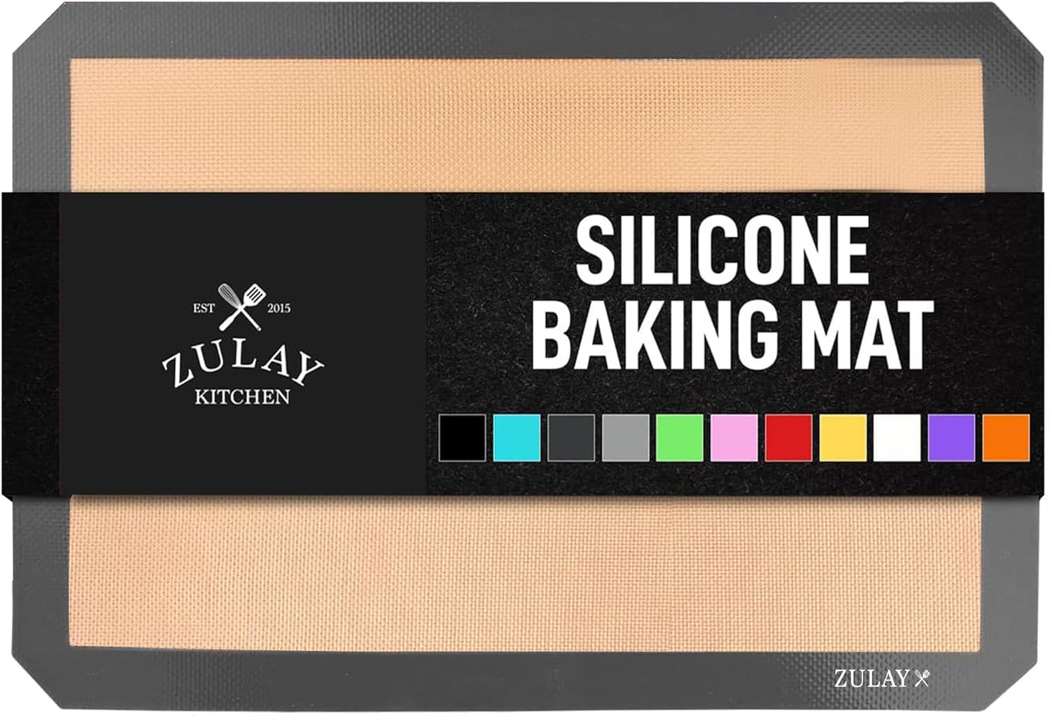 Zulay Kitchen silicone baking mat on a baking sheet with cookies