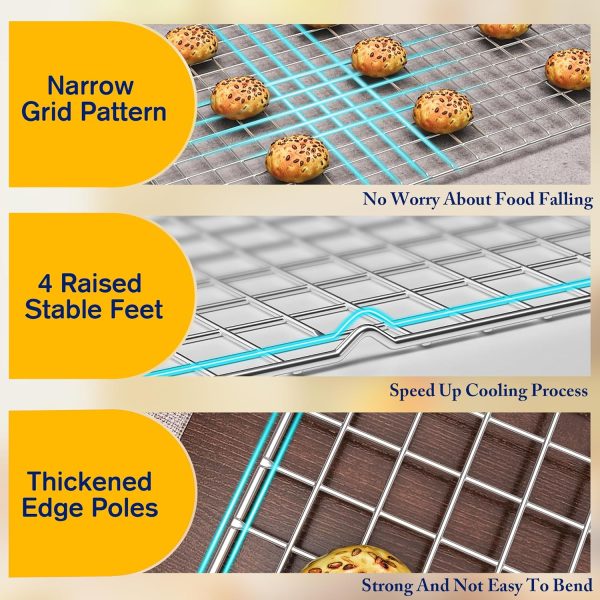 Qukaka Stainless Steel Cooling Rack Oven Safe Dishwasher-2