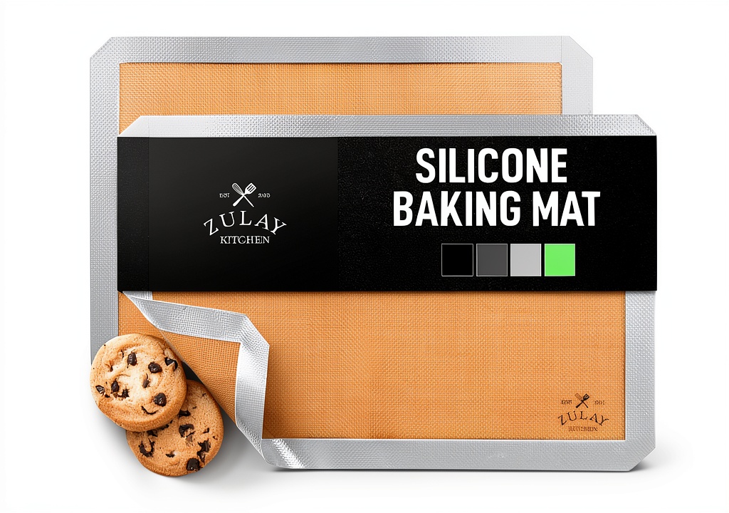 Zulay Kitchen silicone baking mats on a baking sheet with cookies