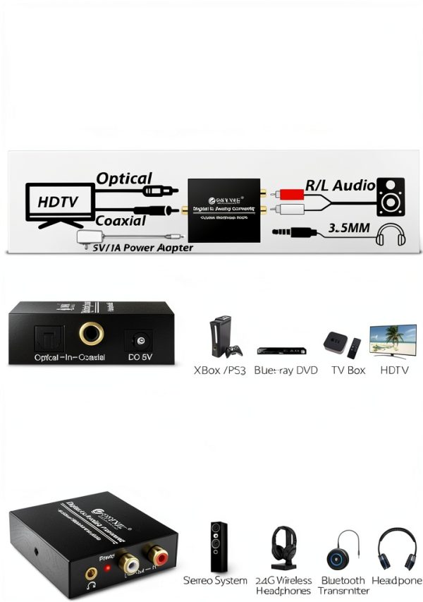 eSynic 192KHZ Digital Optical to RCA Converter-2