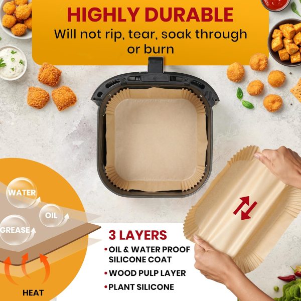 Baker's Signature Air Fryer Paper Liners Unbleached Natural-3