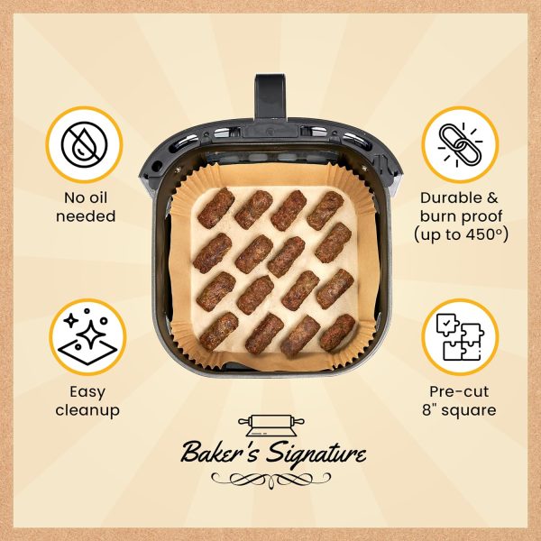 Baker's Signature Air Fryer Paper Liners Unbleached Natural-8