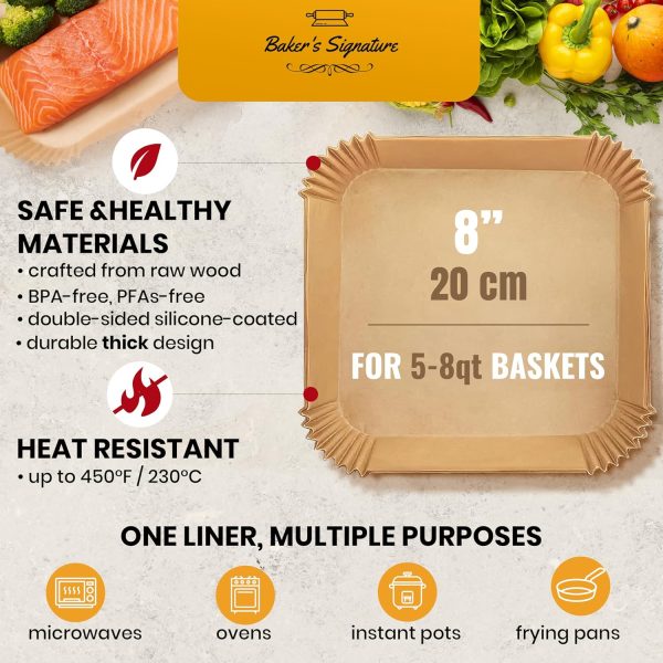 Baker's Signature Air Fryer Paper Liners Unbleached Natural-2