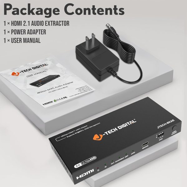 J-Tech Digital HDMI Audio Extractor 4K 30Hz 60Hz eARC-8