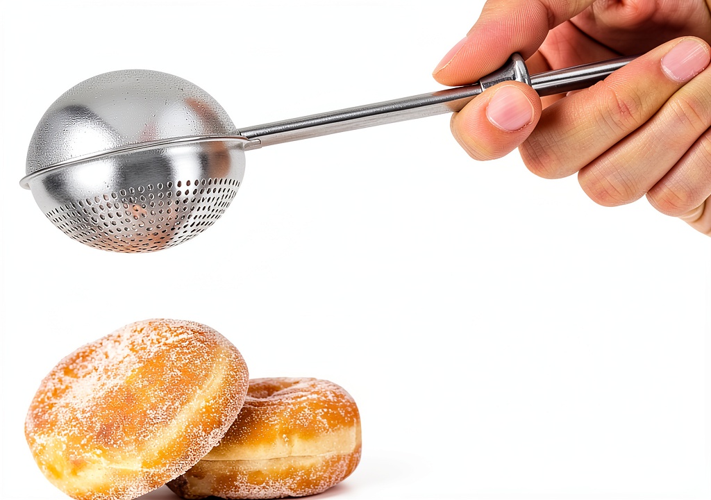 HULISEN baking sifter in use on a kitchen counter