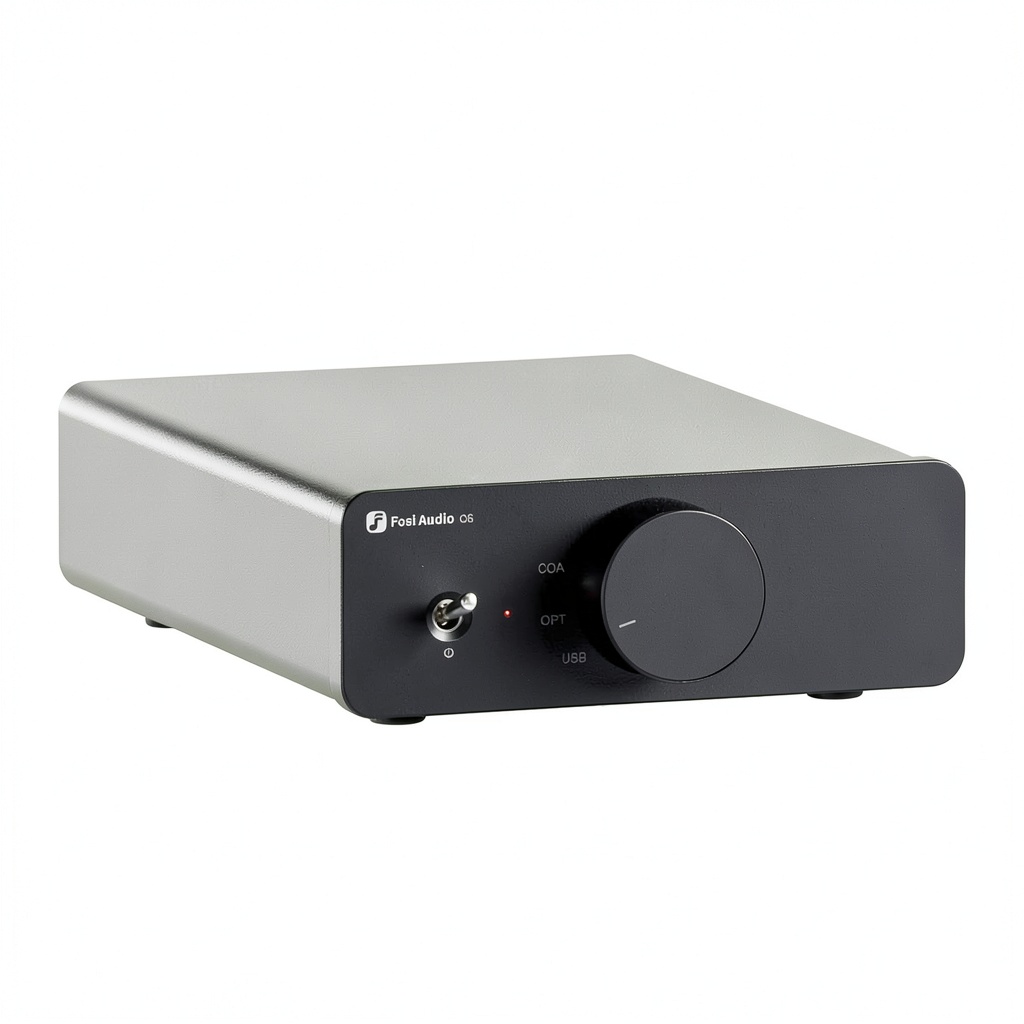 Fosi Audio Q6 Mini DAC connected to a desktop setup
