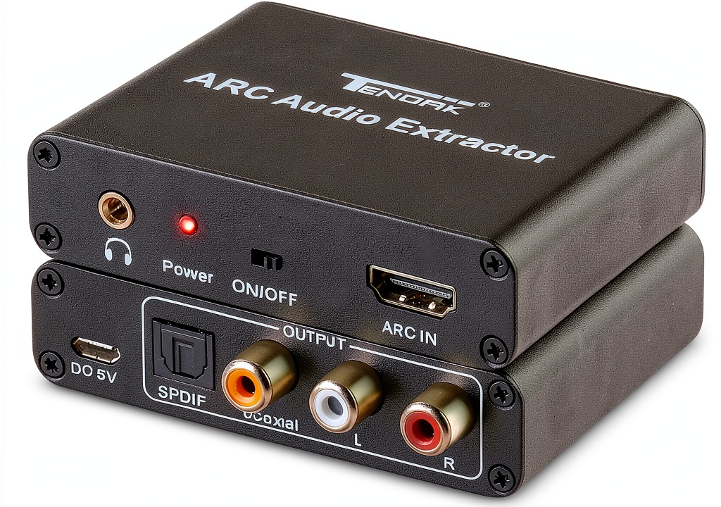 Installing Tendak HDMI ARC Adapter Aluminum Design on a wooden desk