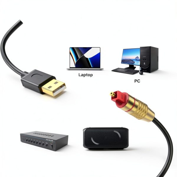 NCGGY USB A to Optical Audio Converter 5FT Gold-1
