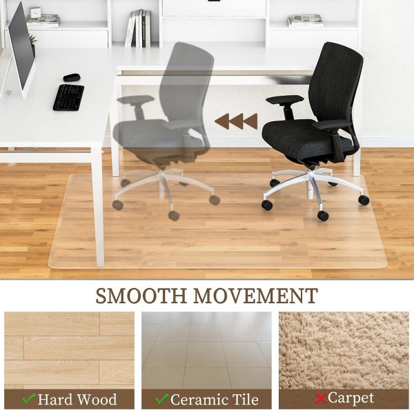 Office Chair Mat for Hard Floors, 48” x 48” Large Floor Protector Mats, Easy Rolling Desk Chair Mat for Hardwood, Clear, Easy to Clean (Square)-2