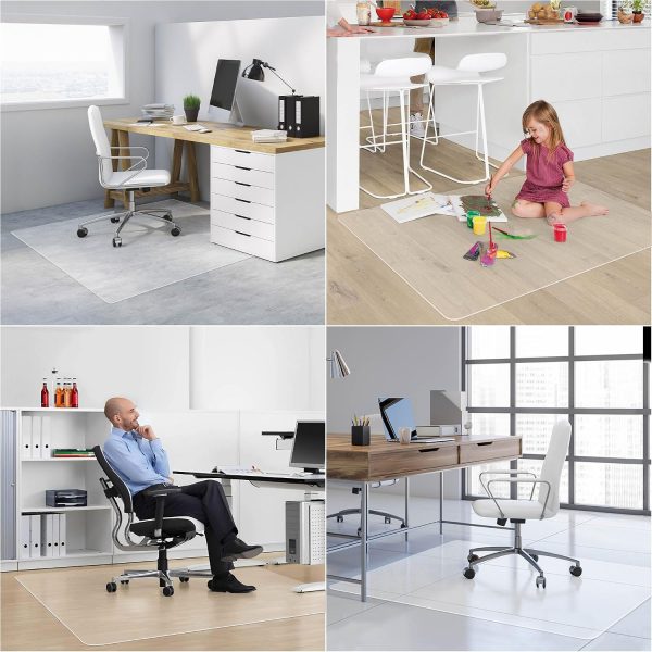 Office Chair Mat for Hard Floors, 48” x 48” Large Floor Protector Mats, Easy Rolling Desk Chair Mat for Hardwood, Clear, Easy to Clean (Square)-7