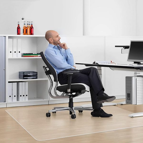Office Chair Mat for Hard Floors, 48” x 48” Large Floor Protector Mats, Easy Rolling Desk Chair Mat for Hardwood, Clear, Easy to Clean (Square)-1