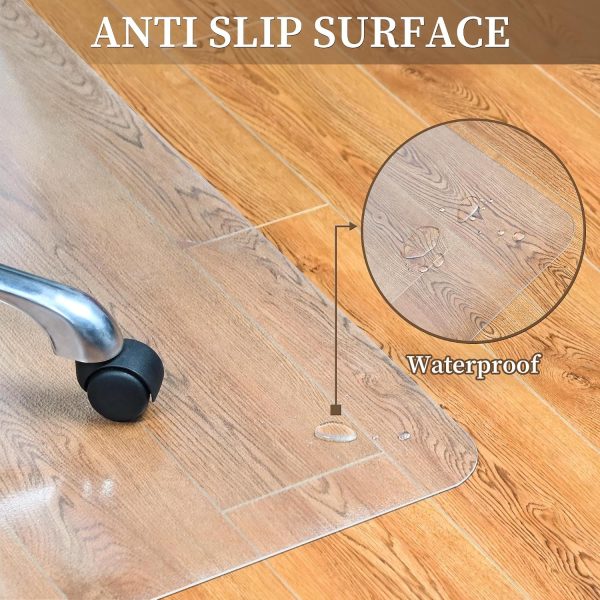 Office Chair Mat for Hard Floors, 48” x 48” Large Floor Protector Mats, Easy Rolling Desk Chair Mat for Hardwood, Clear, Easy to Clean (Square)-5