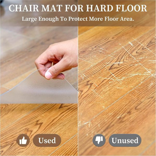 Office Chair Mat for Hard Floors, 48” x 48” Large Floor Protector Mats, Easy Rolling Desk Chair Mat for Hardwood, Clear, Easy to Clean (Square)-3