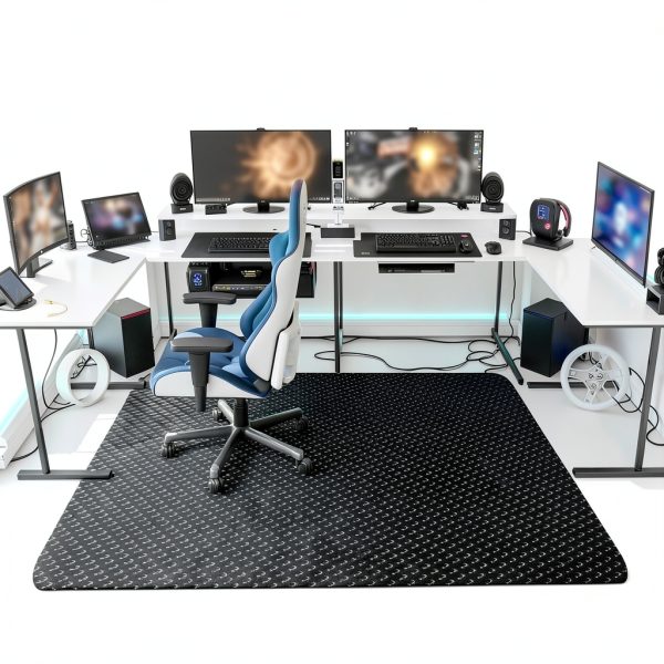 Gaming Chair Mat Vicwe 36" x 55" Hard Floor Black Anti‑Slip Protector-5