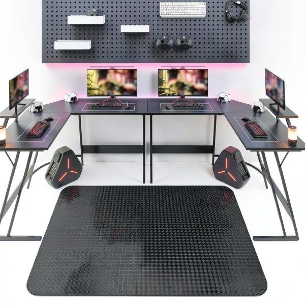 Vicwe Gaming Chair Mat for Hardwood Floor 48x36 Black PVC Protector-6