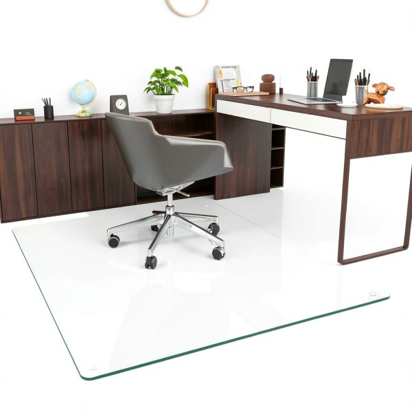 Tempered Glass Koonmi Mat 46x55 Heavy Duty Rounded Corner Transparent-1